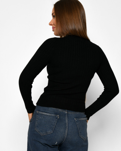 Мягкий черный гольф в крупный рубчик 51224, Цвет: Черный, Размер: ONE SIZE, изображение 3