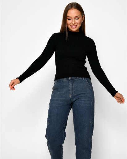 Мягкий черный гольф в крупный рубчик 51224, Цвет: Черный, Размер: ONE SIZE, изображение 4