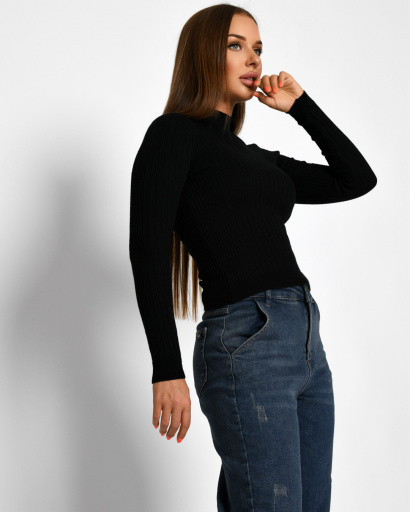 Мягкий черный гольф в крупный рубчик 51224, Цвет: Черный, Размер: ONE SIZE, изображение 6