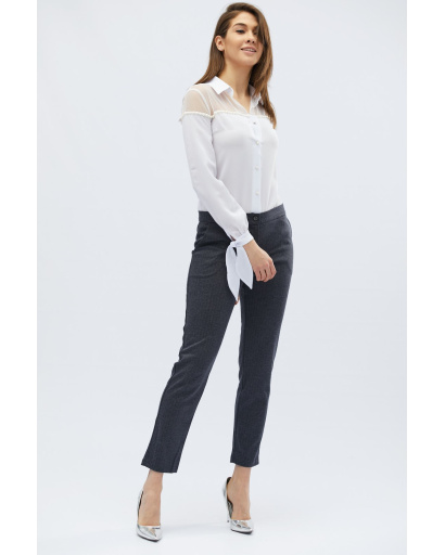 Блузка с прозрачной сеточкой цвет белый 27770, Цвет: Белый, Размер: XS, изображение 2