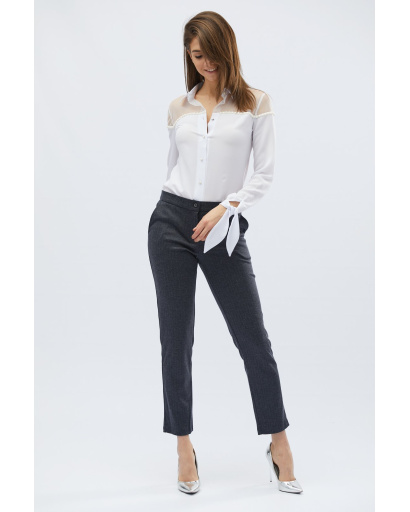 Блузка с прозрачной сеточкой цвет молоко 27771, Цвет: Молочний, Размер: S, изображение 2