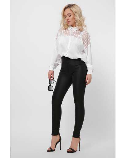 Жііноча біла блуза з прозорим верхом 36591, Колір: Білий, Розмір: XS, зображення 3