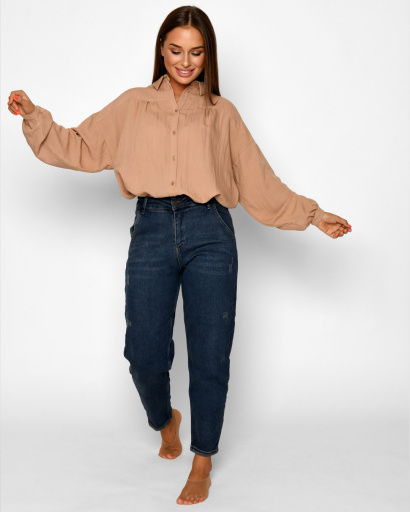 Бежевая блуза оверсайз 49930, Цвет: Бежевый, Размер: XS, изображение 5