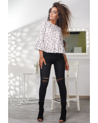 Нежная женская блузка из хлопка 27408, Цвет: Белый, Размер: S, изображение 2