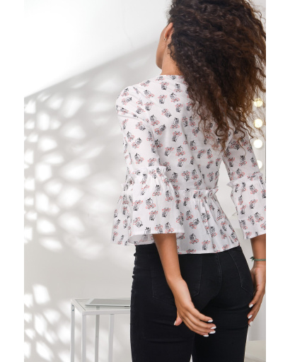 Нежная женская блузка из хлопка 27408, Цвет: Белый, Размер: S, изображение 4