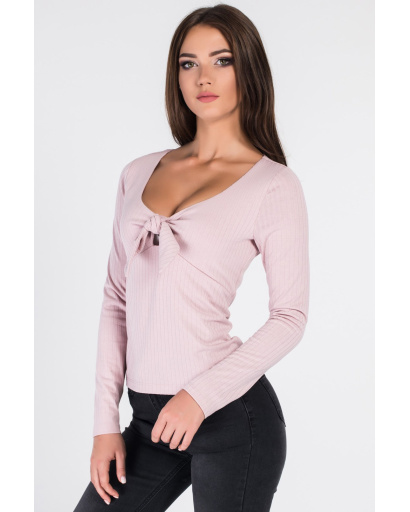 Женский розовый гольф в рубчик 34000, Цвет: Светло-розовый, Размер: L, изображение 2