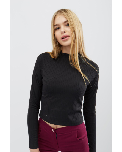 Базовий укорочений гольф-реглан 31961, Колір: Чорний, Розмір: XS, зображення 3