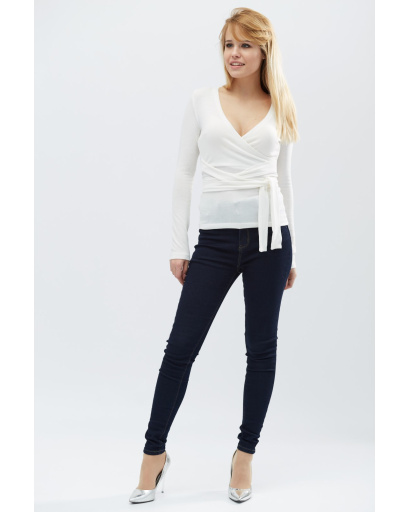 Джемпер із зав'язками на талії 32232, Колір: Молочний, Розмір: XS, зображення 2