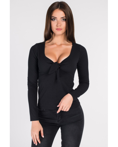 Черный женский гольф в рубчик 34055, Цвет: Черный, Размер: XS, изображение 3