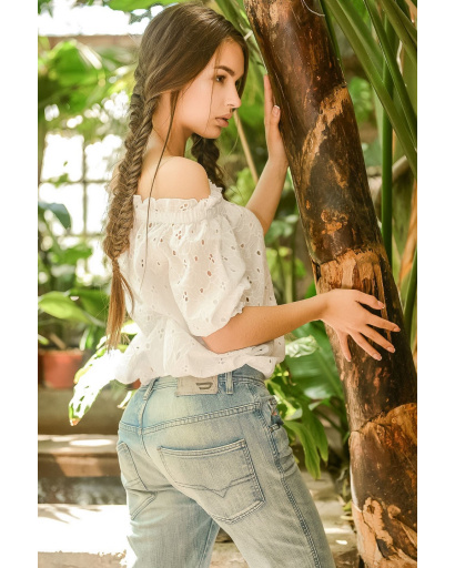 Бавовняна літня блуза 26130, Колір: Білий, Розмір: M, зображення 3