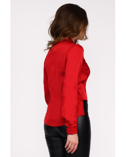 Шелковая красная блуза 35046, Цвет: Красный, Размер: XS, изображение 3