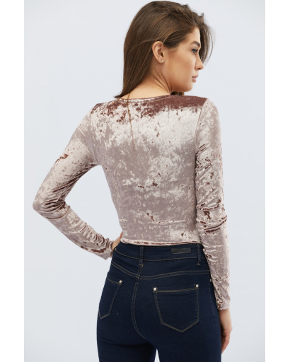 Велюровое боди с длинным рукавом 30468, Цвет: Светло-розовый, Размер: L, изображение 3