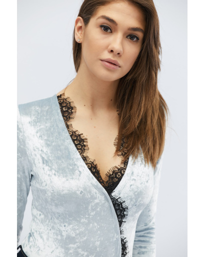 Велюровое боди с длинным рукавом 30469, Цвет: Голубой, Размер: XS, изображение 3