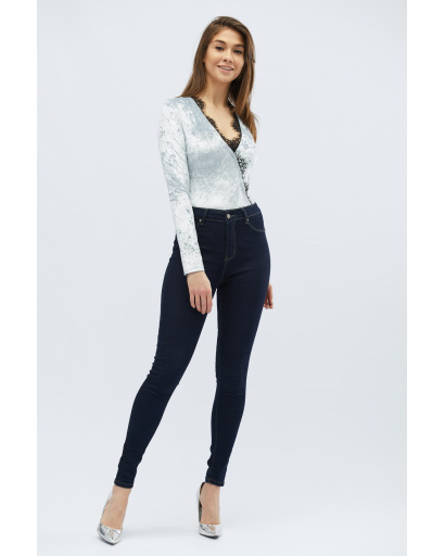 Велюровое боди с длинным рукавом 30469, Цвет: Голубой, Размер: XS, изображение 5