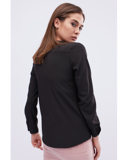 Классическая черная женская блуза 32553, Цвет: Черный, Размер: XS, изображение 5