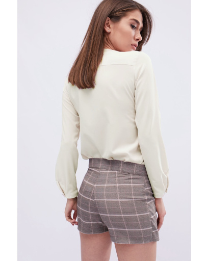 Кремовая однотонная блуза 32555, Цвет: Молочний, Размер: XS, изображение 2