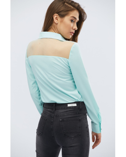 Стильна нефритова блузка на ґудзиках 27962, Колір: М'ята, Розмір: XS, зображення 5