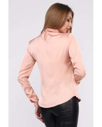 Персикова шовкова блуза в стилі преппі 35097, Колір: Персиковий, Розмір: XS, зображення 3