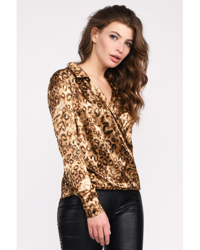 Модна жіноча блуза з леопардовим принтом 35100, Колір: Леопард, Розмір: XS, зображення 2