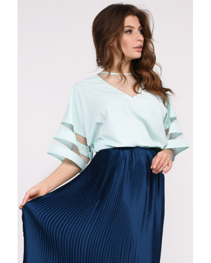 Жіноча м`ятна блузка оверсайз 35053, Колір: М'ята, Розмір: M, зображення 2