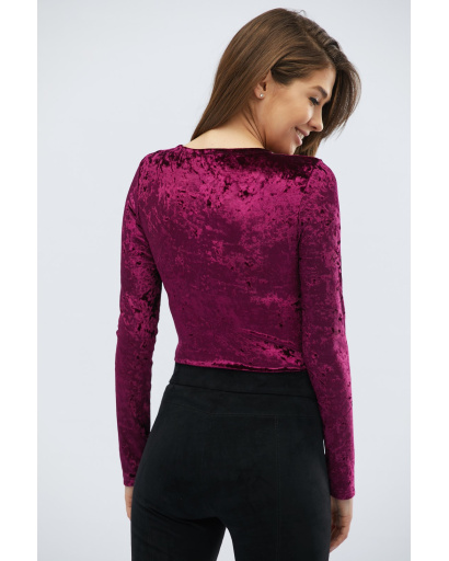 Велюровое боди с длинным рукавом 30431, Цвет: Бургунди, Размер: S, изображение 4