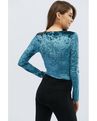 Велюровое боди с длинным рукавом 30432, Цвет: Морская волна, Размер: XS, изображение 3