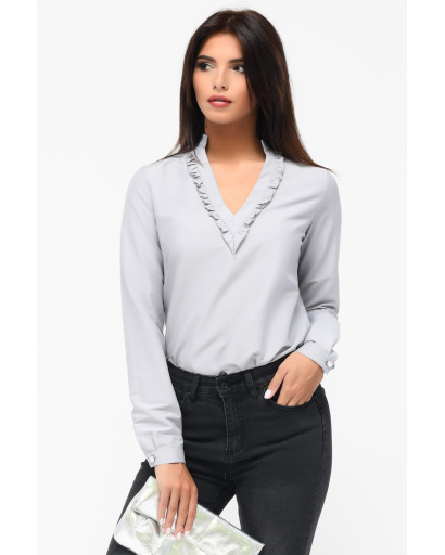 Жіноча сіра блуза у смужку 34073, Колір: Сірий, Розмір: XS, зображення 2