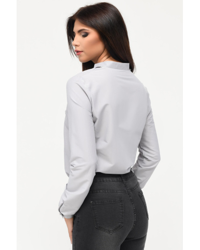 Жіноча сіра блуза у смужку 34073, Колір: Сірий, Розмір: XS, зображення 3