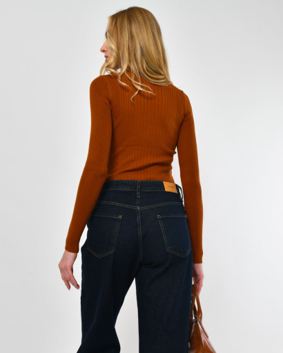 Трикотажний жіночий теракотовий гольф 52410, Колір: Теракот, Розмір: ONE SIZE, зображення 2