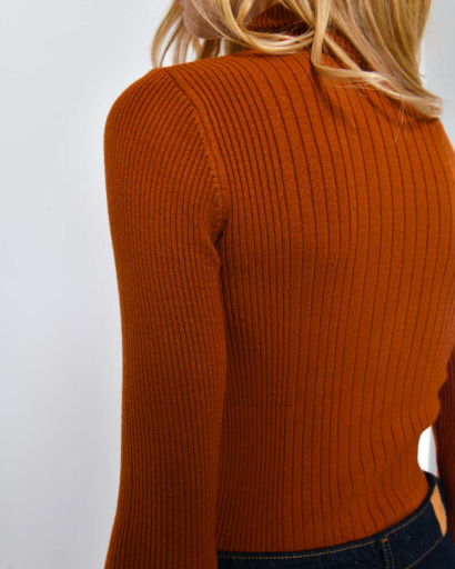 Трикотажний жіночий теракотовий гольф 52410, Колір: Теракот, Розмір: ONE SIZE, зображення 3