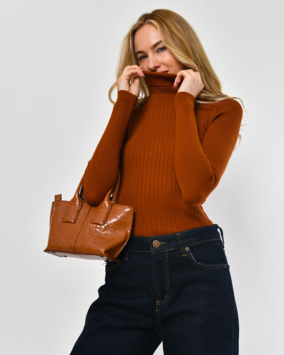 Трикотажний жіночий теракотовий гольф 52410, Колір: Теракот, Розмір: ONE SIZE, зображення 5