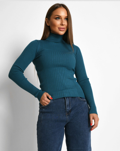 Трикотажный женский гольф 52411, Цвет: Морская волна, Размер: ONE SIZE, изображение 2