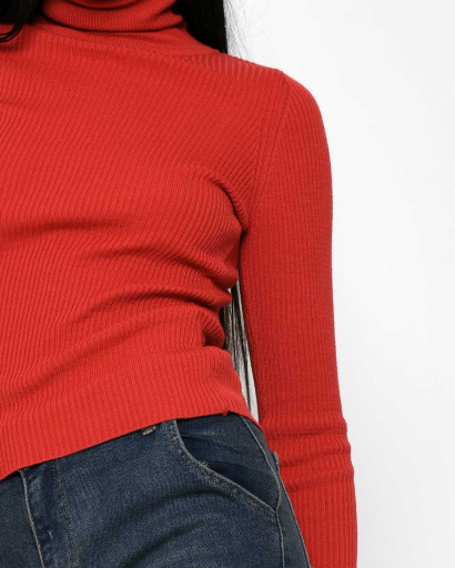 Жіночий бордовий гольф у рубчик 51183, Колір: Бордовий, Розмір: ONE SIZE, зображення 3