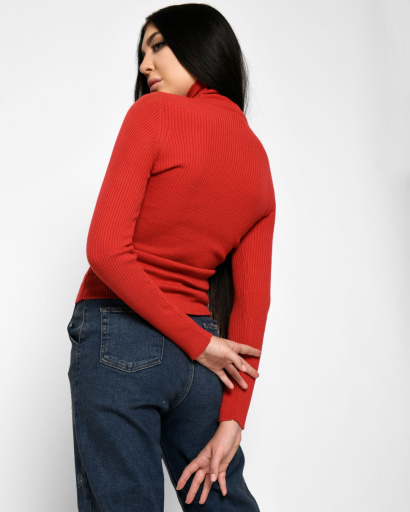 Жіночий бордовий гольф у рубчик 51183, Колір: Бордовий, Розмір: ONE SIZE, зображення 4