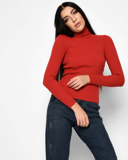 Жіночий бордовий гольф у рубчик 51183, Колір: Бордовий, Розмір: ONE SIZE, зображення 6