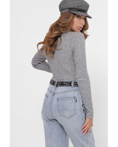 Женское трикотажное боди с длинным рукавом 36265, Цвет: Серый, Размер: XS, изображение 4