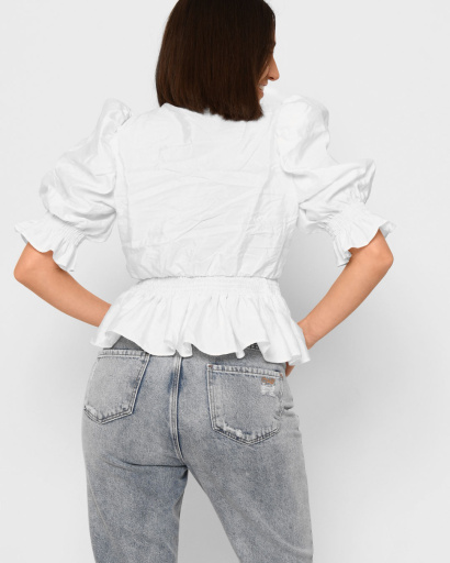 Біла блузка з рюшами 43319, Колір: Білий, Розмір: S, зображення 5