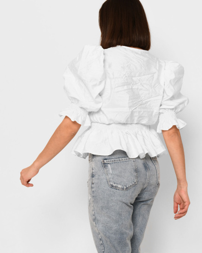 Біла блузка з рюшами 43319, Колір: Білий, Розмір: S, зображення 6
