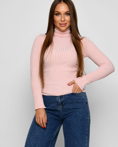 Жіночий пудровий гольф 52424, Колір: Пудровий, Розмір: ONE SIZE, зображення 4