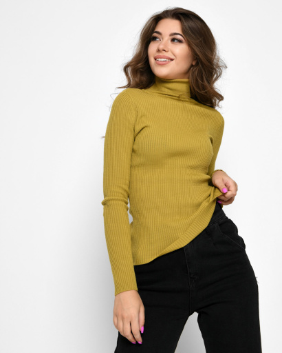 Жіночий гольф хакі у рубчик 51189, Колір: Хакі, Розмір: ONE SIZE, зображення 2