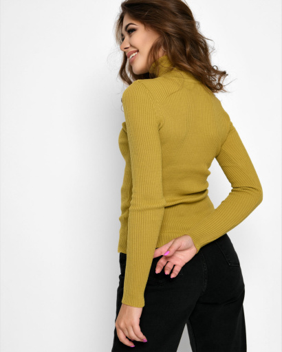 Жіночий гольф хакі у рубчик 51189, Колір: Хакі, Розмір: ONE SIZE, зображення 3