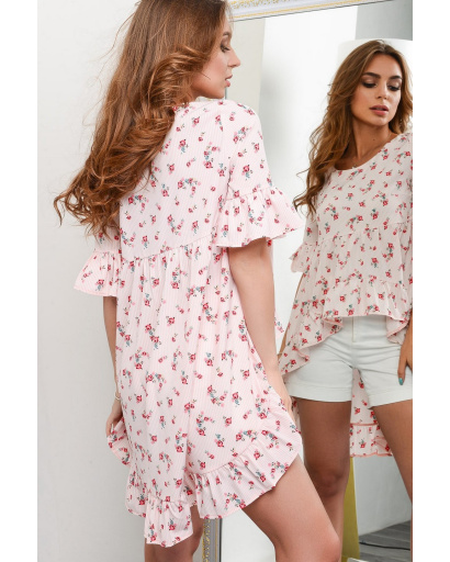 Летняя персиковая блуза оверсайз 27039, Цвет: Персиковий, Размер: S, изображение 3