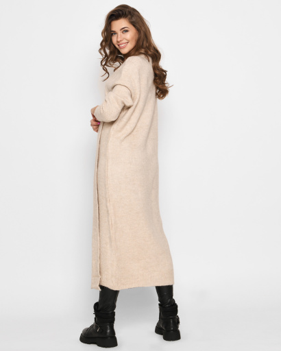 Длинный вязаный бежевый кардиган 51376, Цвет: Бежевый, Размер: ONE SIZE, изображение 7