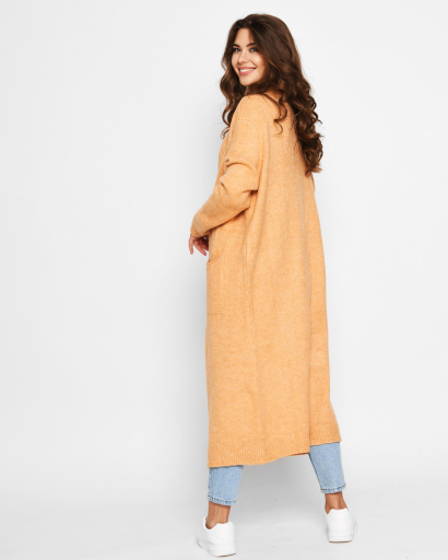 Длинный вязаный оранжевый кардиган 51377, Цвет: Оранжевый, Размер: ONE SIZE, изображение 4