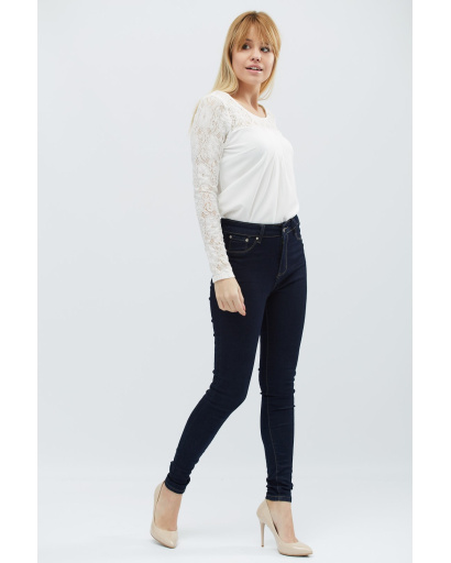 Молочная блуза с гипюровыми рукавами 27445, Цвет: Молочний, Размер: XS, изображение 3