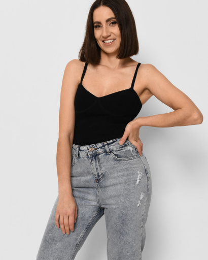 Черное боди с тонкими бретелями 43368, Цвет: Черный, Размер: ONE SIZE, изображение 2