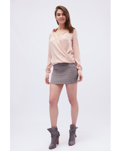 Елегантна персикова блузка з декольте 32558, Колір: Персиковий, Розмір: XS, зображення 2