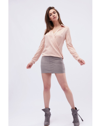 Елегантна персикова блузка з декольте 32558, Колір: Персиковий, Розмір: XS, зображення 3