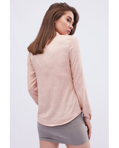 Елегантна персикова блузка з декольте 32558, Колір: Персиковий, Розмір: XS, зображення 4