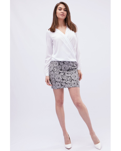 Элегантная белая блузка с декольте 32559, Цвет: Белый, Размер: XS, изображение 3